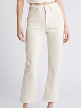 High-Rise Cream Straight-Leg Women's Jeans